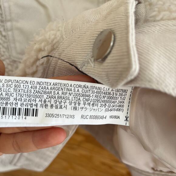 ZARA Faux Shearling Bomber Jacket Cream - Picture 6 of 7